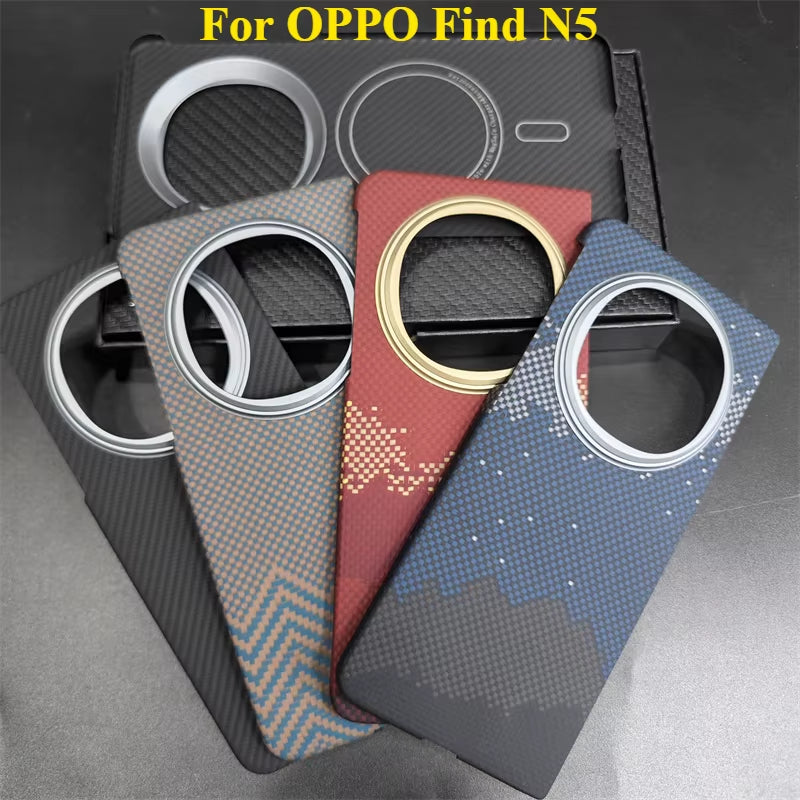 Magnetic Case for OPPO Find N5 Carbon Fiber Magsafe Cases Metal Ring Ultra-Thin Aramid Fiber Cover Phone Accessories